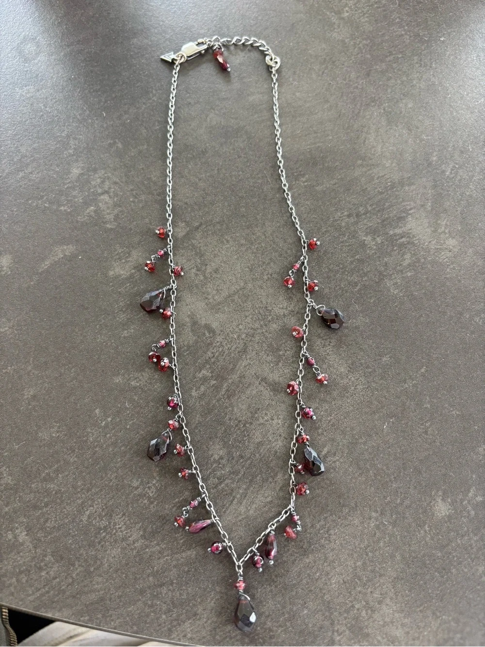 Silpada Silver Necklace with Garnet-Red Crystal Drops